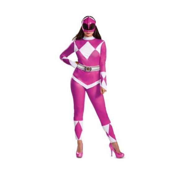 New! Mighty Morphin Power Rangers Pink Ranger Adult M 8-10 Halloween Costume - Picture 1 of 3